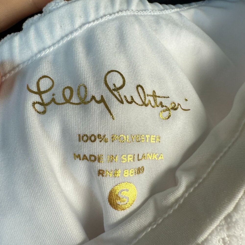 Lilly Pulitzer Top Matteo One Shoulder Lace Resort Sea Urchin White Sz Sm - Picture 4 of 6